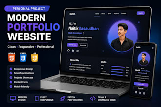 make modern responsive personal portfolio website