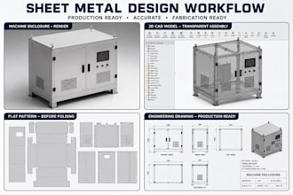 design 3d sheet metal parts enclosure mechanical cad design fabrication drawing
