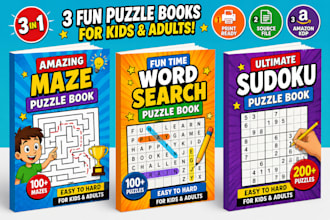 design word search , soduko and maze puzzle book for amazon kdp