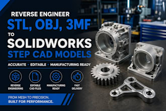 reverse engineer stl obj 3mf to solidworks step cad and source files