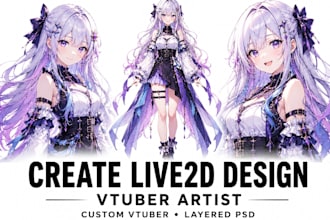 design custom live2d vtuber model, vtuber character live2d cubism