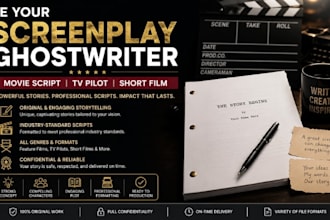 be your screenplay ghostwriter for movie script, tv pilot and short film