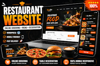 design restaurant website with online ordering, menu and reservation