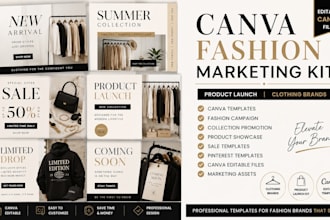 design canva fashion marketing kit clothing brand product launch templates