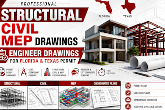 provide structural civil mep drawings engineer stamp for florida texas permit