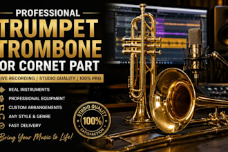 record a trumpet, trombone or cornet part with professional equipment