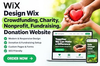 design wix crowdfunding, charity, nonprofit, fundraising, donation website