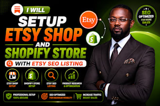 setup etsy shop and shopify store with etsy SEO listing