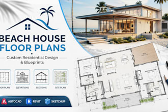 draw beach house floor plans, custom residential design and blueprints