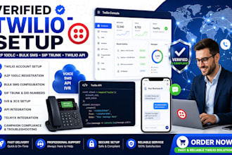 set up verified twilio account, a2p 10dlc, bulk SMS and sip trunk