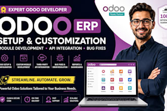 do odoo erp setup, custom odoo module development, API integration and bug fix