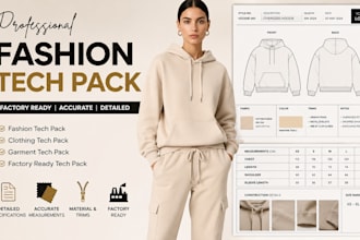 fashion tech pack, clothing tech pack, garment tech pack,factory ready tech pack
