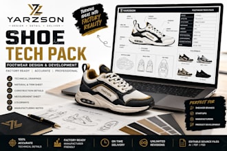 create shoe tech pack footwear tech pack sneaker design for manufacturer