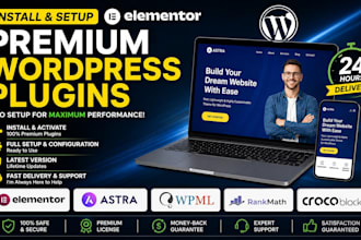 install premium wordpress plugins elementor, astra, wpml, rank math, crocoblock
