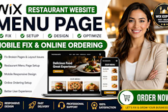 wix restaurant manu page mobile broken online ordering setup fix layout