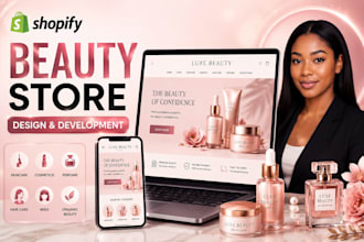design shopify beauty website for skincare, cosmetics, perfume, hair care, wigs