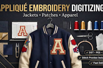 do applique embroidery digitizing in dst pes emb formats