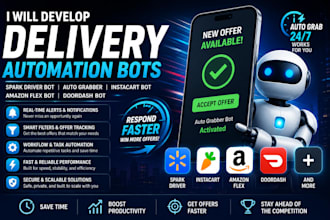 develop spark driver bot, auto grabber, instacart, amazon flex and doordash bot