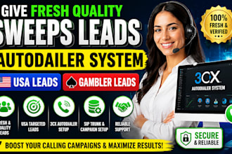 give fresh quality sweeps leads, autodailer system, usa leads, gambler leads
