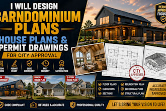 design barndominium plans, house plans, and permit drawings for city approval