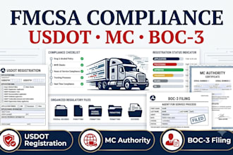 handle your fmcsa compliance usdot mc number and boc3 filing