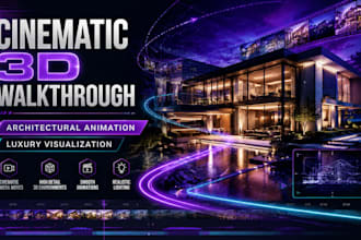 create cinematic architectural 3d walkthrough animation