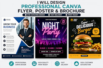 design professional canva flyer, poster and brochure