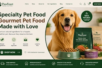 design wix specialty pet food store website gourmet pet food ecommerce website