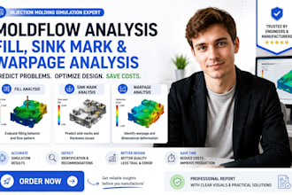 perform fill, silk mark and warpage analysis for injection molded parts