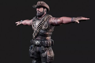 sculpt, model, texture and rig a realistic 3d game character