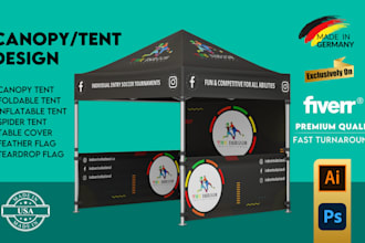 design trade show booth, banner, backdrop, canopy tent