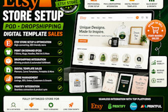etsy store setup pod dropshipping digital template sales management printify