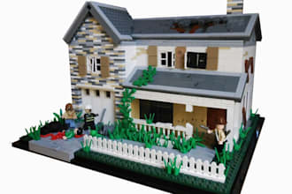 do custom lego design 3d lego model, lego moc lego house with manual instruction