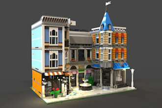 do custom lego design 3d lego model, lego moc lego house with manual instruction
