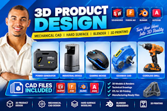3d product design mechanical cad design hard surface model blender 3d printing