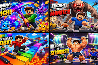 design eye catching roblox thumbnail and minecraft thumbnail