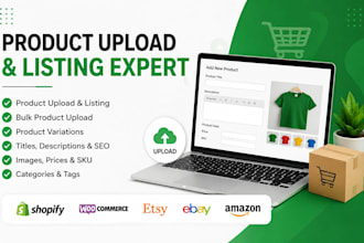 upload products to shopify, woocommerce, etsy, ebay, and amazon