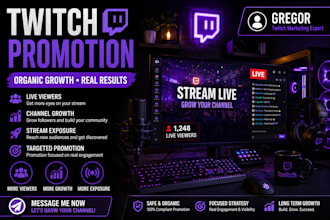 promote your twitch channel with organic promotion and live viewers