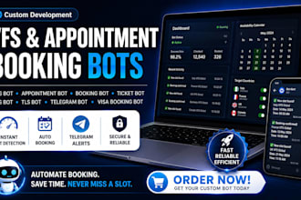develop booking bot,vfs appointment bot, appointment bot,vfs bot, telegram bot