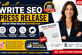 write SEO press release and do press release distribution