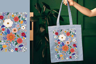 create design for your tote bag, paper bag, shopping bag with custom art