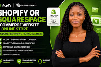 design shopify or squarespace ecommerce website and online store