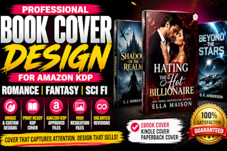 design KDP book cover, dark romance, fantasy, sci fi thriller, fix book cover