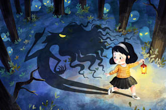 illustrate cute spooky childrens books in watercolor