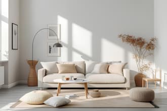 declutter photos, remove objects and do scandinavian staging in photoshop
