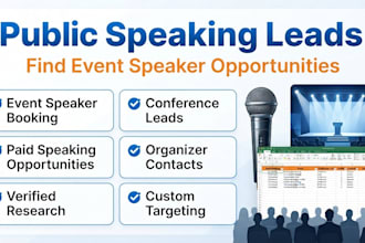 provide public speaking leads and event speaker booking outreach