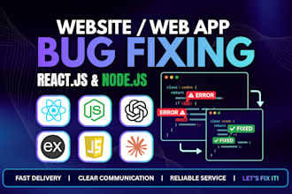 fix bugs and errors in your react js and node js website