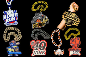 design custom 3d jewelry cuban hype chain logo pendant sport chain pendant model