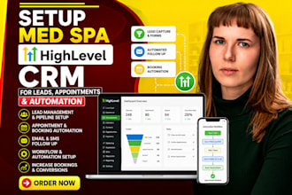 setup med spa gohighlevel CRM, leads appointments automation, follow up booking