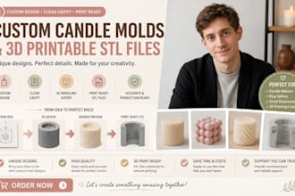 design pillar candle mold with clean cavity and print ready stl